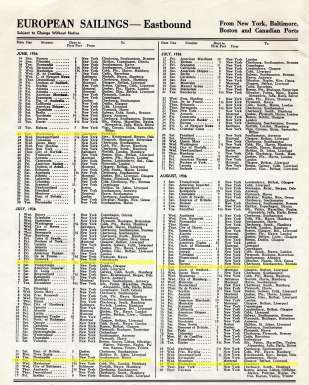 1936 Transatlantic Schedules