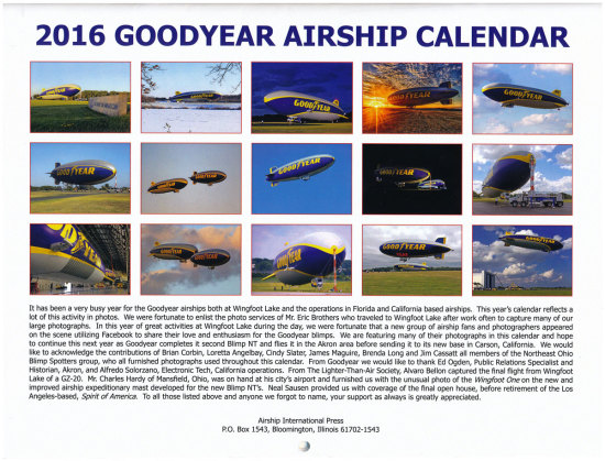 2016 Goodyear Airship Calendar