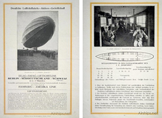 Brochure and "seat map" for the DELAG passenger airship Bodensee.