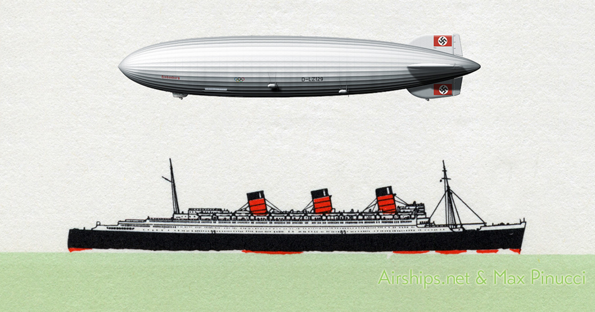 Queen Mary and Hindenburg