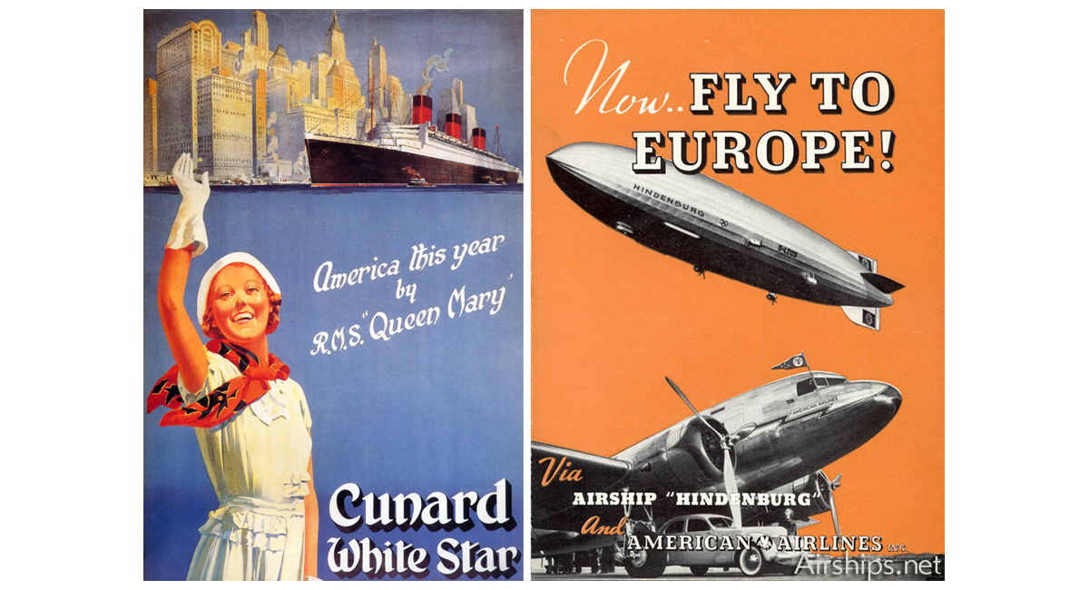 Queen Mary and Hindenburg Posters