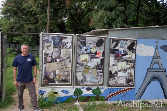 The author, Dan Grossman, with a history display at the Recife mast site