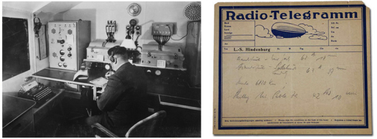 Hindenburg radio room and telegram