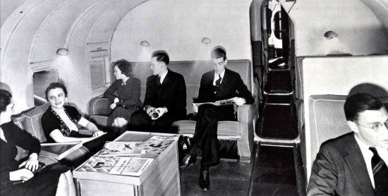 The lounge of a Martin 130 flying boat