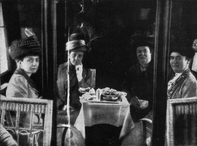 Passengers aboard a luxurious DELAL zeppelin