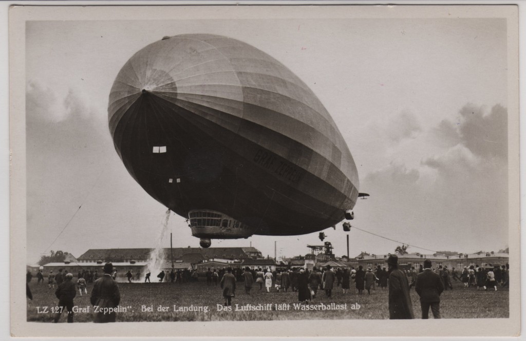 LZ-127 Graf Zeppelin dropping water ballast during landing.
