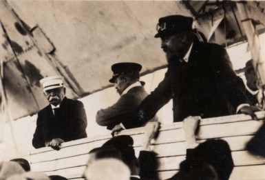 Count Zeppelin and Hugo in control car of LZ-10 Schwaben