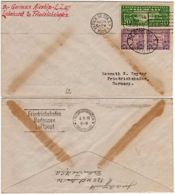 Final leg of Around-the-World flight, Lakehurst to Friedrichshafen, September 1-4, 1929.  (Sieger 32)