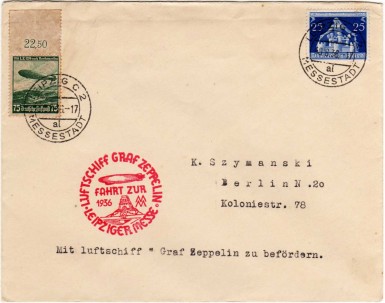 Flown to the Leipzig Fair, August 30, 1936.  (Sieger 366)