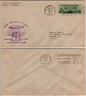 Century of Progress Flight, Akron-Chicago, October 25-26, 1933. (Sieger 243A)