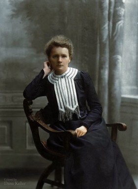 Colorized photograph of Marie Curie