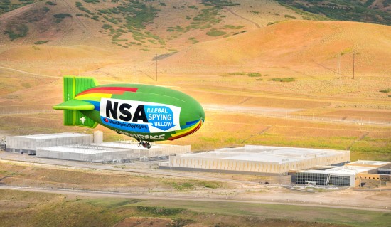 Blimp Protests Illegal NSA Spying. Blimp Protests Illegal NSA Spying.