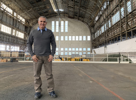 Dan Grossman in Hangar One at Lakehurst, October 2019