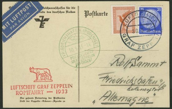 Lot 3242 - Graf Zeppelin postcard mailed by Albert Sammt