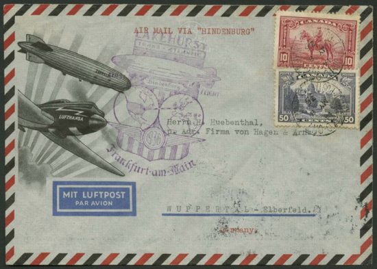 Lot 3444: LZ-129 cover from 1st North America flight