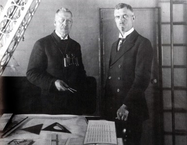 Eckener and zeppelin designer Ludwig Duerr aboard LZ-126
