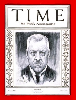 Eckener on the cover of Time Magazine, September, 1929.