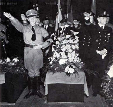Ernst Lehmann's casket at memorial service at New York pier.