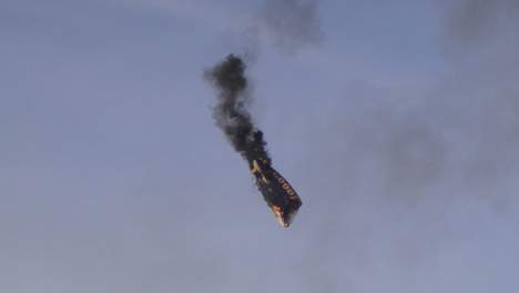 Goodyear Blimp Burning in Midair