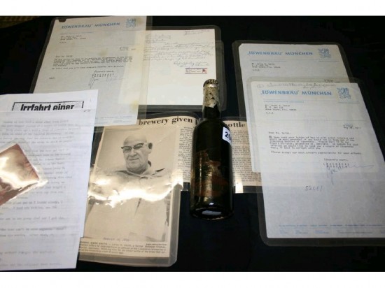 Bottle of Lowenbrau beer reportedly salvaged from wreck of the LZ-129 Hindenburg