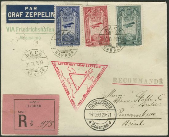 Lot 3634: Ethiopian cover from LZ-127 Chicago flight